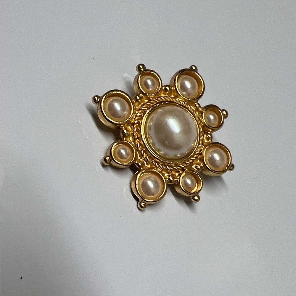 Gold and Pearl Sunburst Brooch